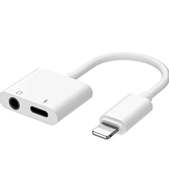 iPhone 2 in 1 Lightning to 3.5mm AUX Audio + Charger Splitter, Headphone Adapter - Picture 1 of 6
